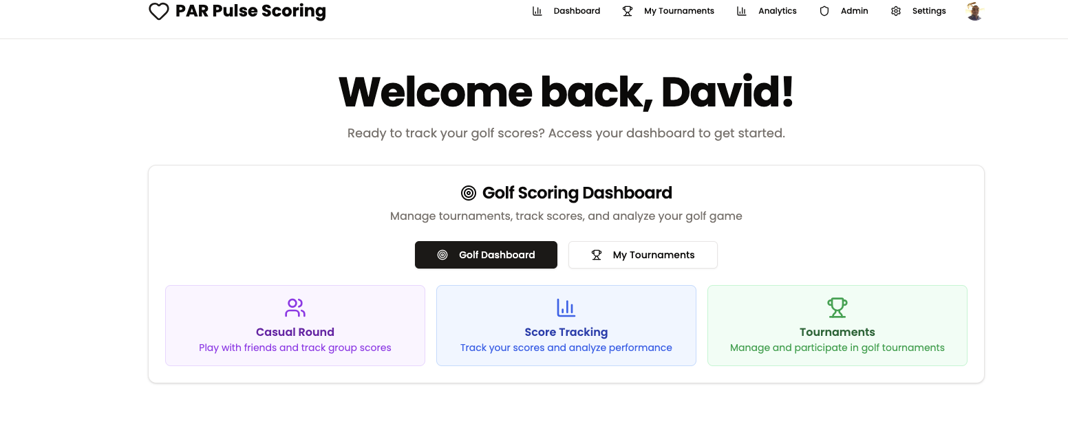 Par Pulse Scoring Web Screenshot